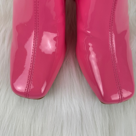 Cape Robbin Belinda Pink Faux Patent Leather Chunky Block Heel Ankle Booties - Picture 9 of 10